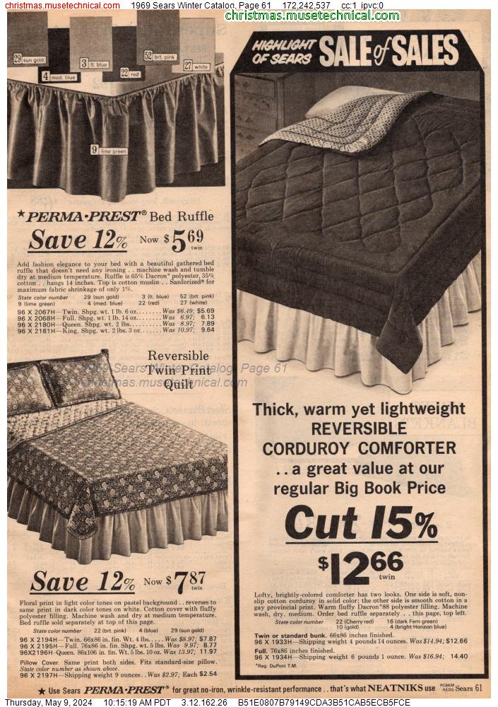 1969 Sears Winter Catalog, Page 61