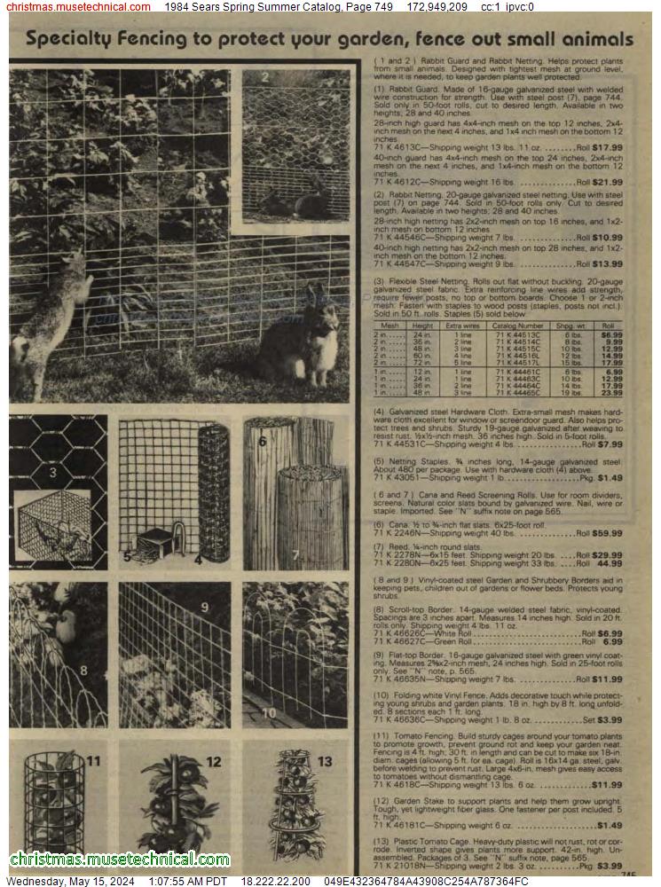 1984 Sears Spring Summer Catalog, Page 749