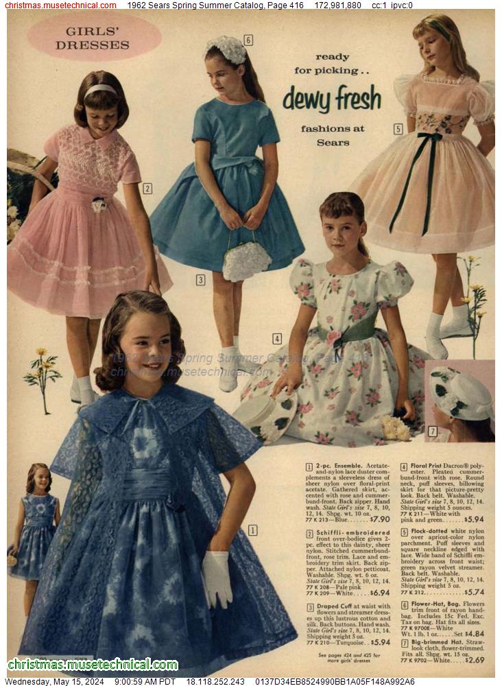 1962 Sears Spring Summer Catalog, Page 416
