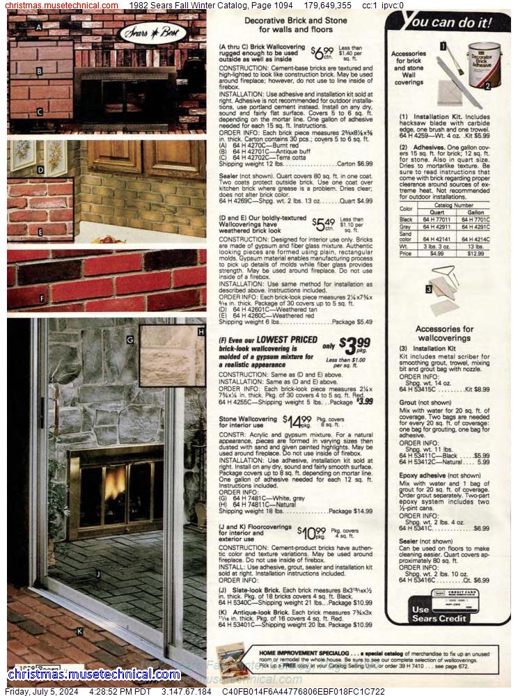 1982 Sears Fall Winter Catalog, Page 1094