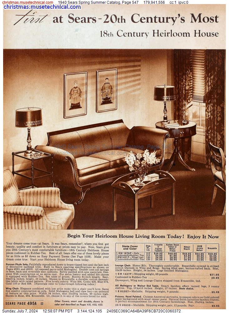 1940 Sears Spring Summer Catalog, Page 547