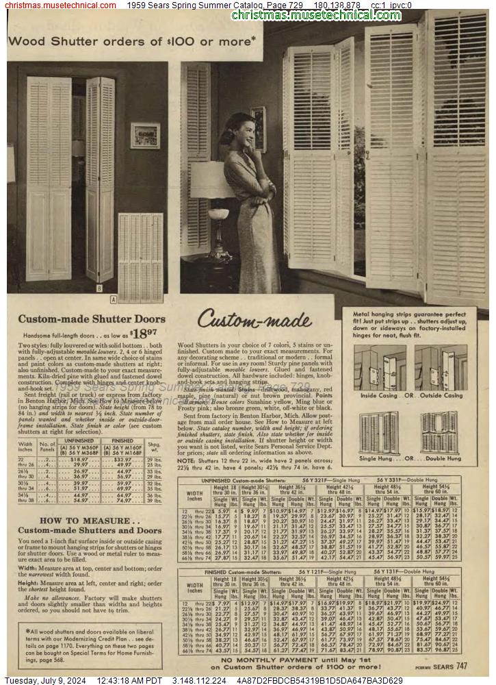 1959 Sears Spring Summer Catalog, Page 729