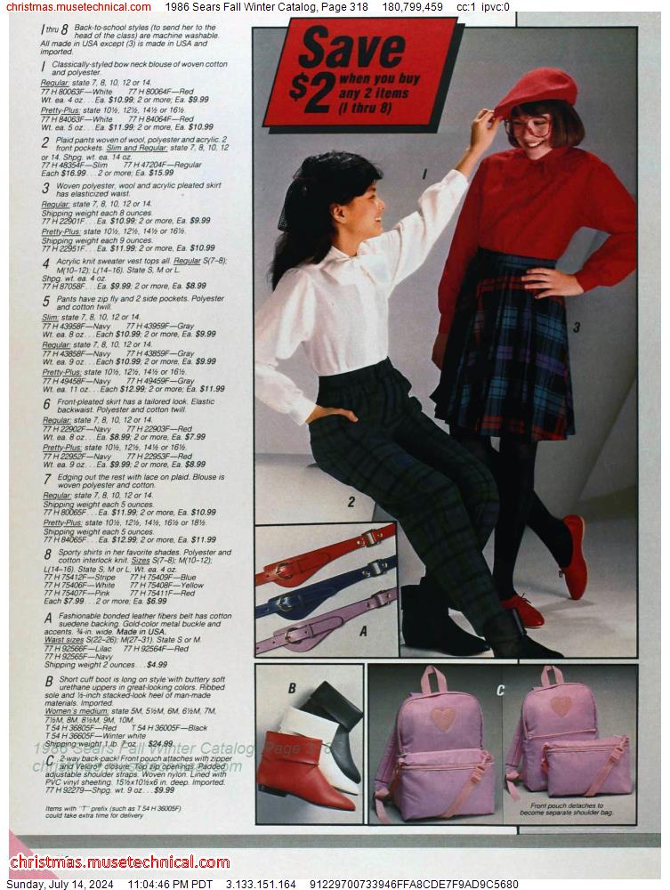 1986 Sears Fall Winter Catalog, Page 318