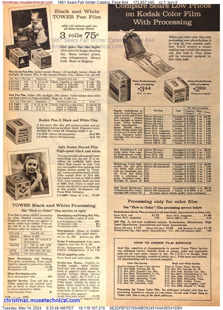 1961 Sears Fall Winter Catalog, Page 844