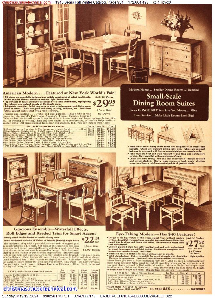 1940 Sears Fall Winter Catalog, Page 954