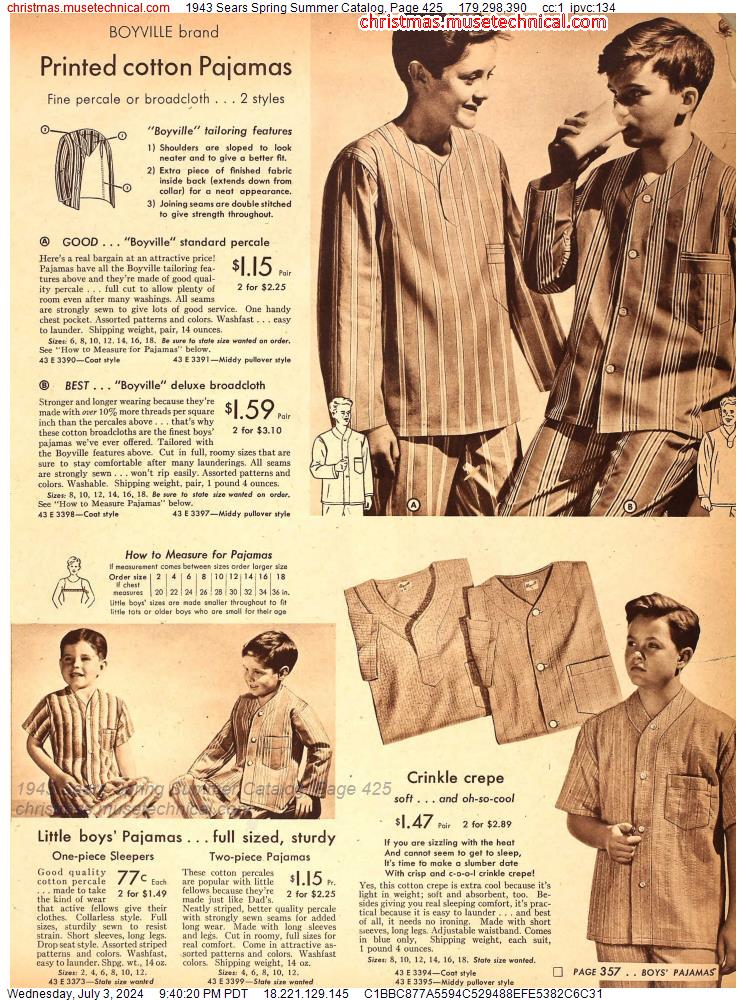 1943 Sears Spring Summer Catalog, Page 425