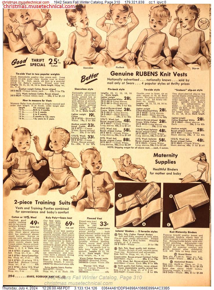 1942 Sears Fall Winter Catalog, Page 310
