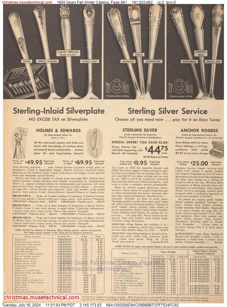 1950 Sears Fall Winter Catalog, Page 861