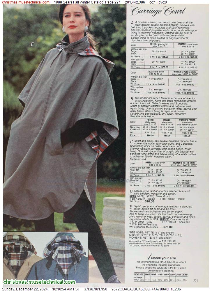 1988 Sears Fall Winter Catalog, Page 221