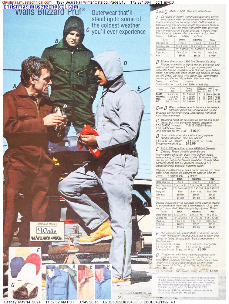 1987 Sears Fall Winter Catalog, Page 545