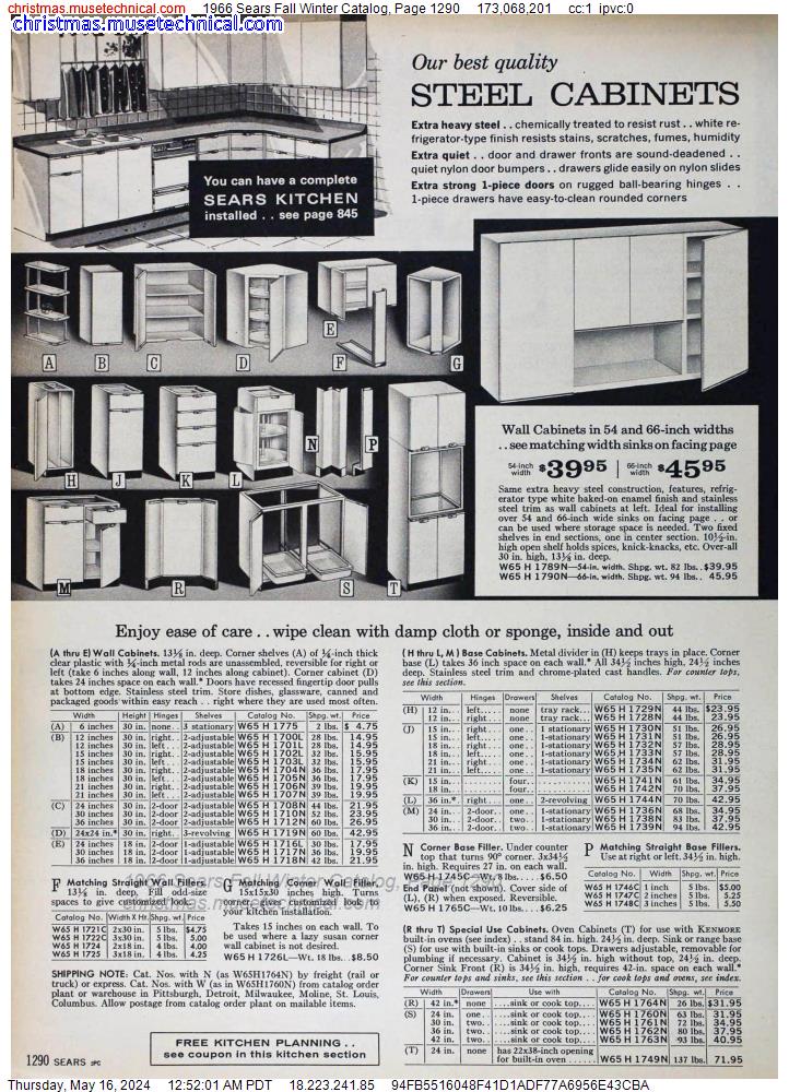 1966 Sears Fall Winter Catalog, Page 1290
