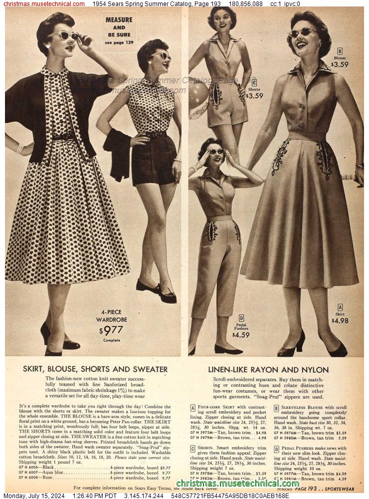 1954 Sears Spring Summer Catalog, Page 193