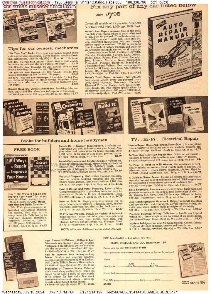1960 Sears Fall Winter Catalog, Page 865