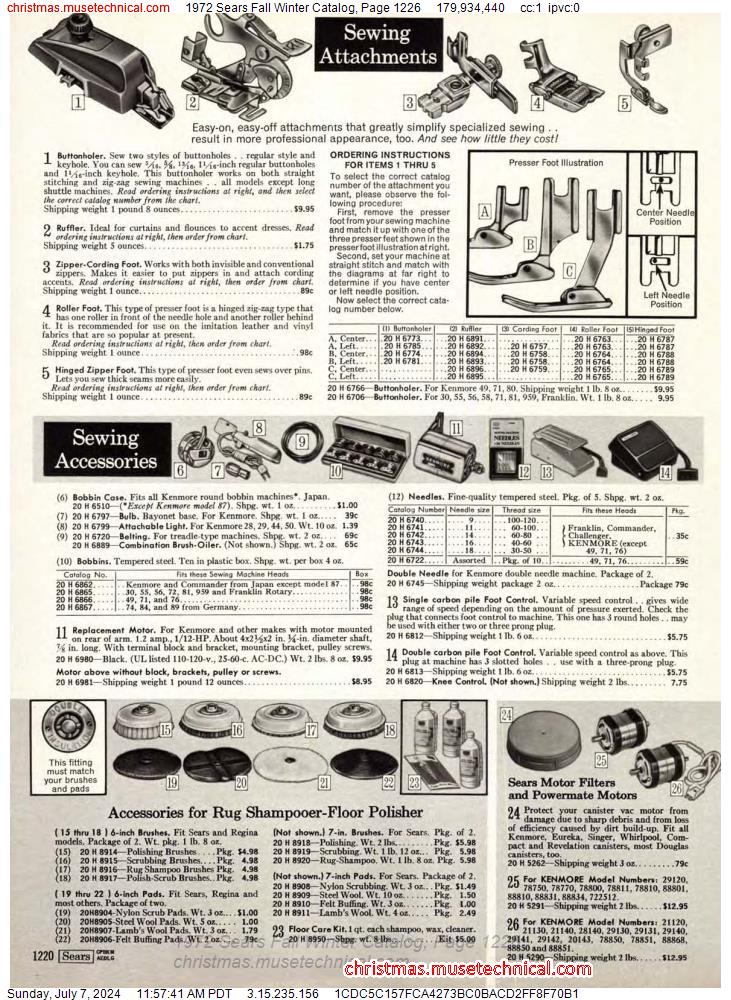 1972 Sears Fall Winter Catalog, Page 1226