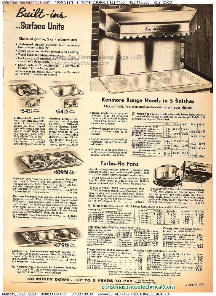 1959 Sears Fall Winter Catalog, Page 1155