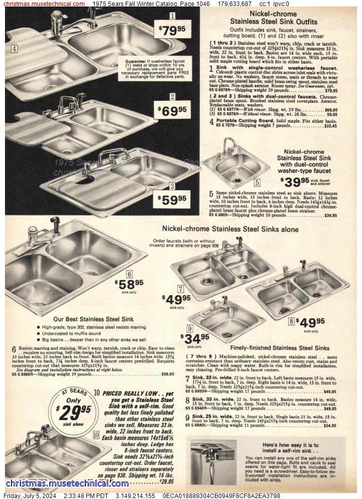1975 Sears Fall Winter Catalog, Page 1046