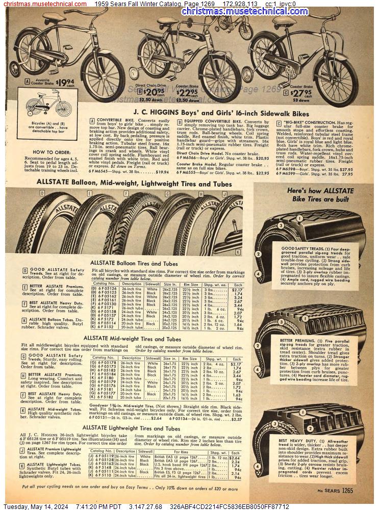 1959 Sears Fall Winter Catalog, Page 1269