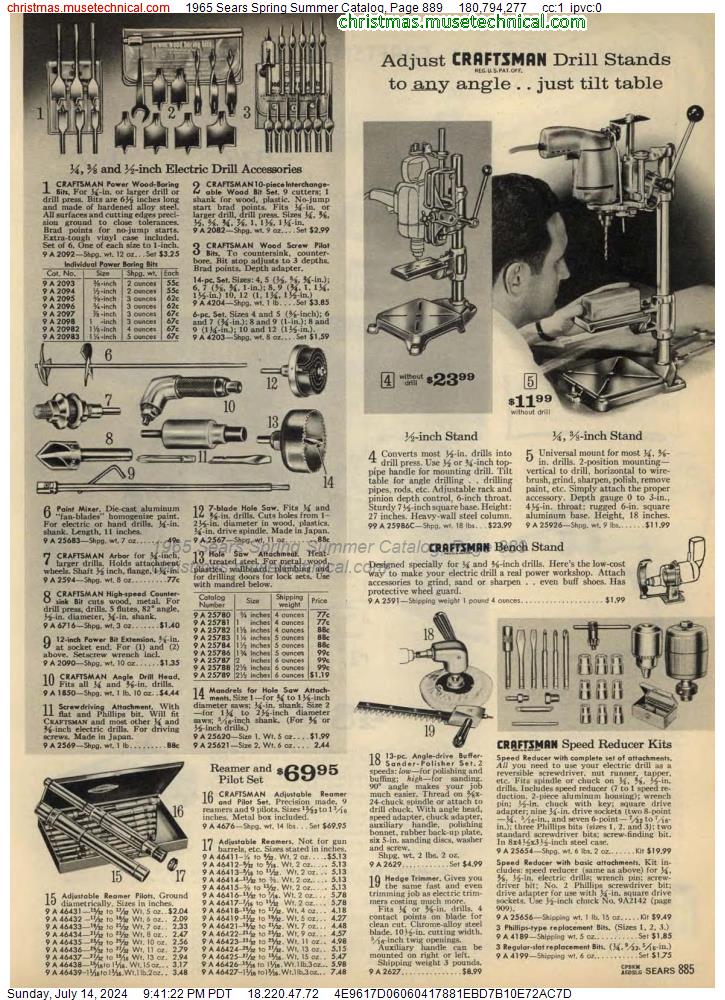 1965 Sears Spring Summer Catalog, Page 889