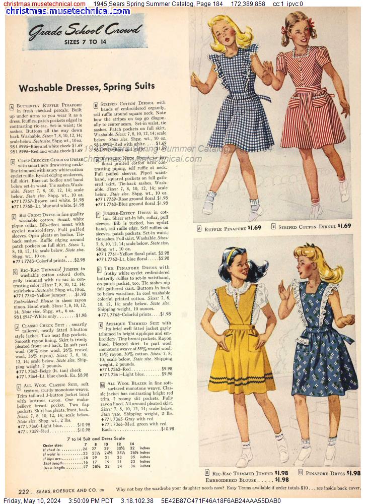 1945 Sears Spring Summer Catalog, Page 184