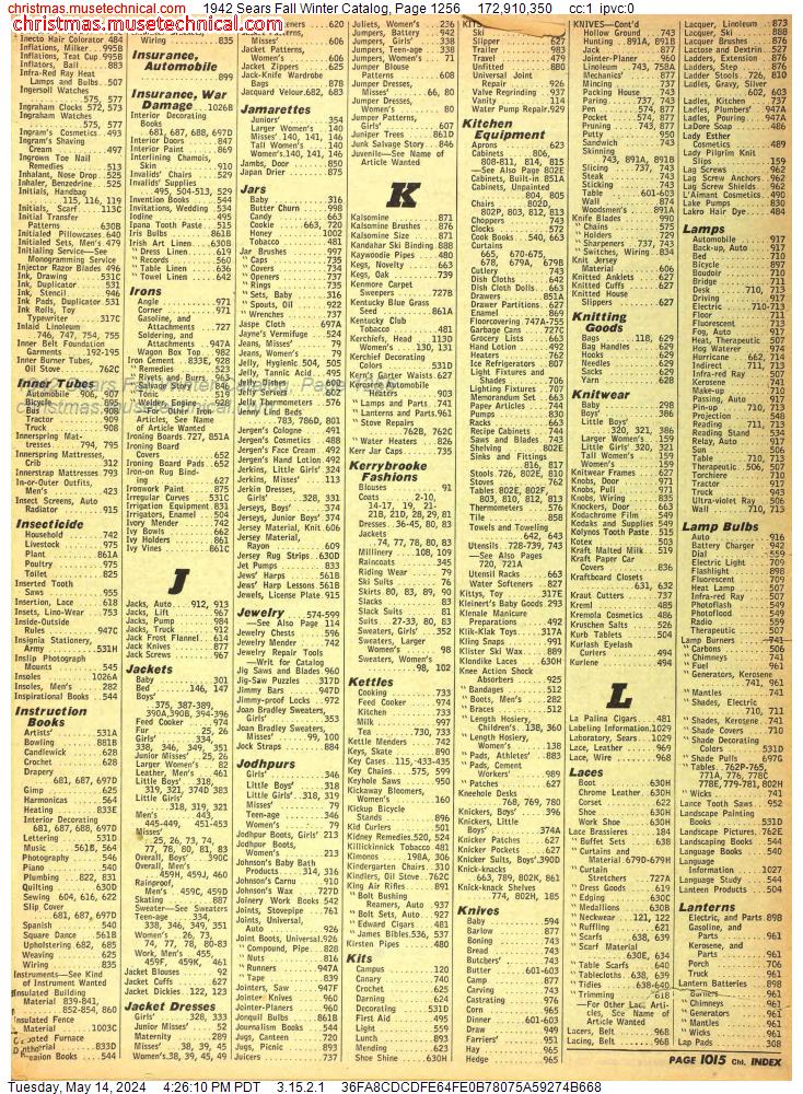 1942 Sears Fall Winter Catalog, Page 1256
