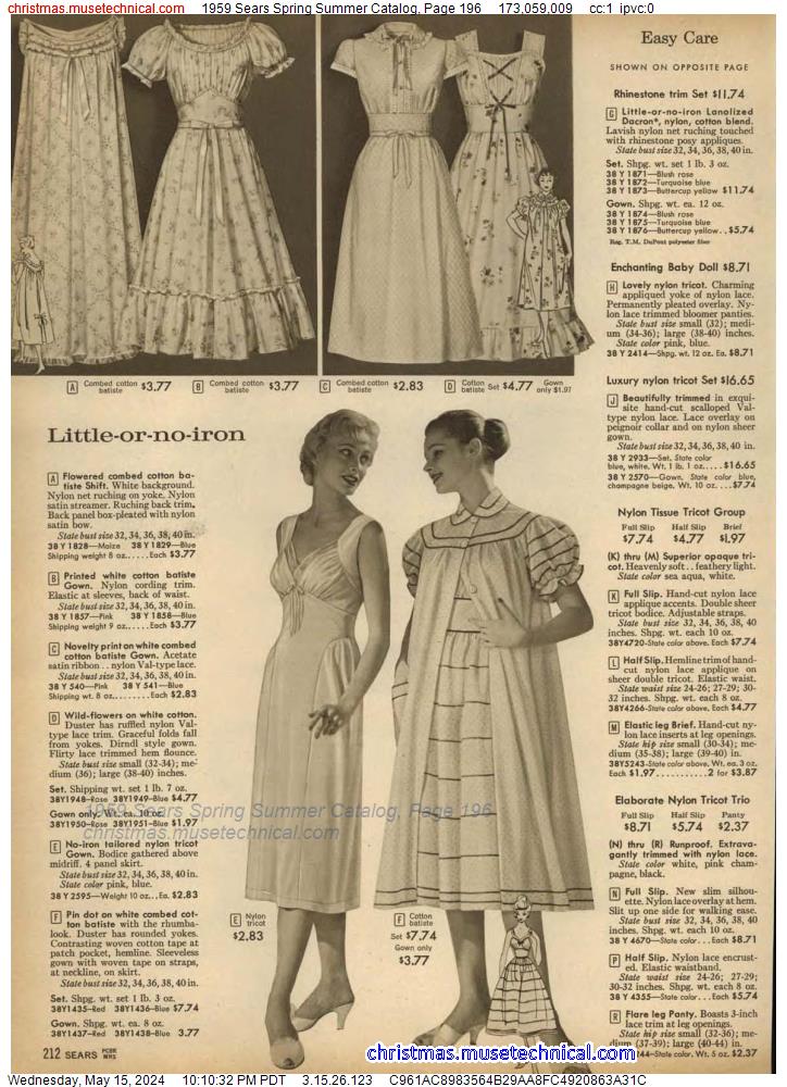 1959 Sears Spring Summer Catalog, Page 196