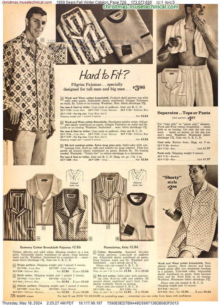 1959 Sears Fall Winter Catalog, Page 728