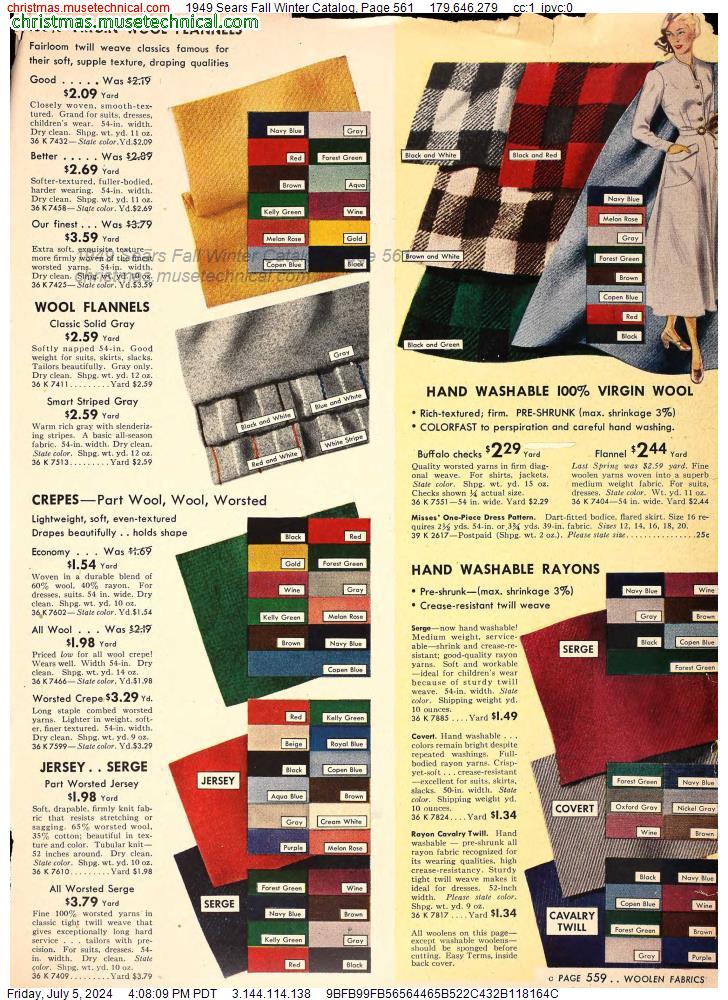 1949 Sears Fall Winter Catalog, Page 561