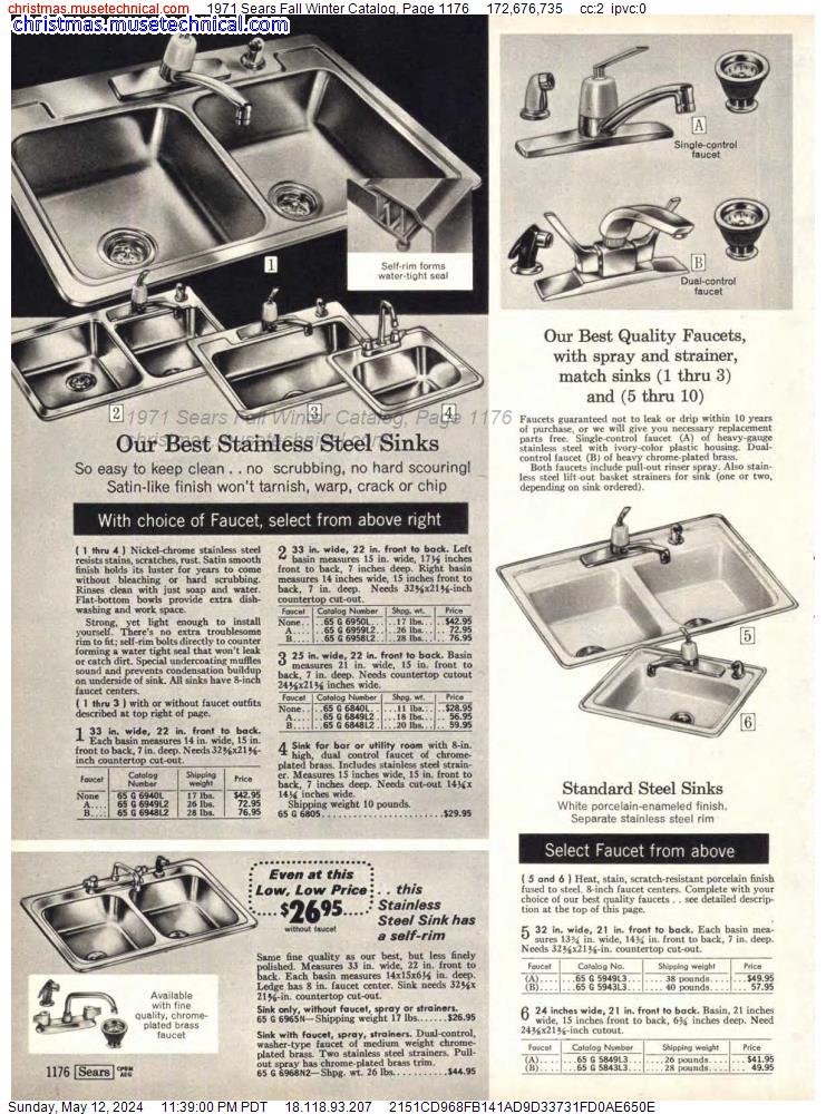 1971 Sears Fall Winter Catalog, Page 1176