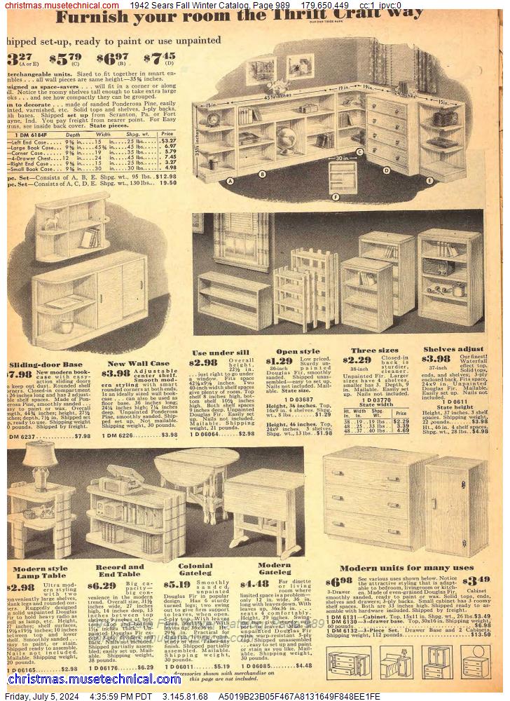 1942 Sears Fall Winter Catalog, Page 989