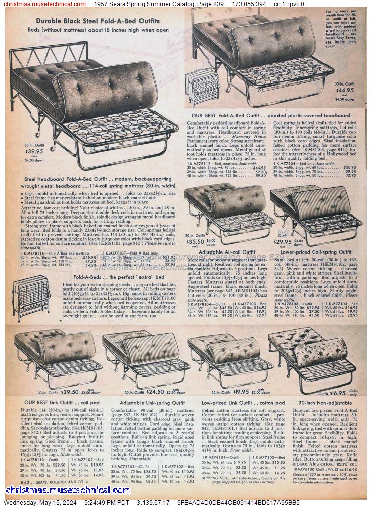 1957 Sears Spring Summer Catalog, Page 839