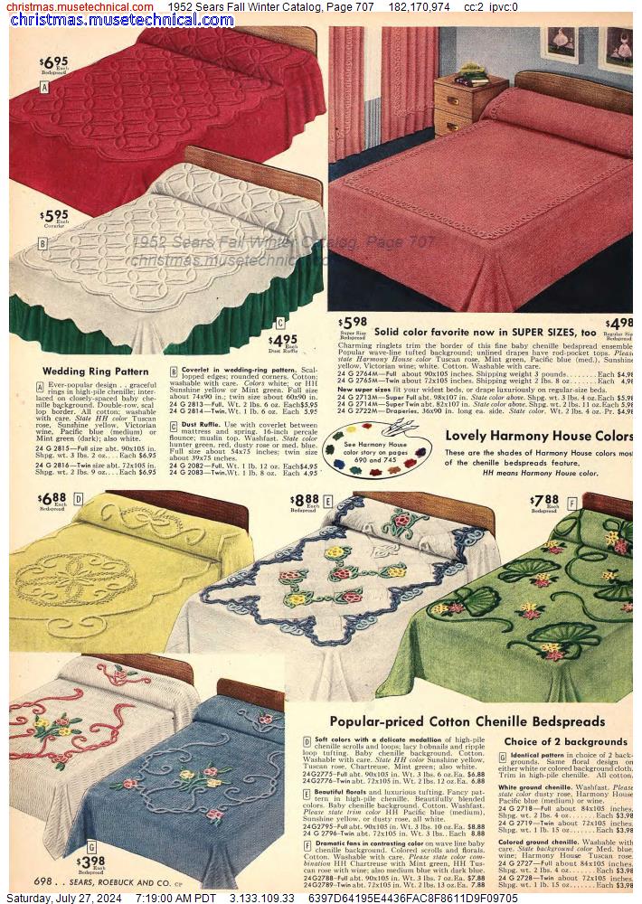 1952 Sears Fall Winter Catalog, Page 707