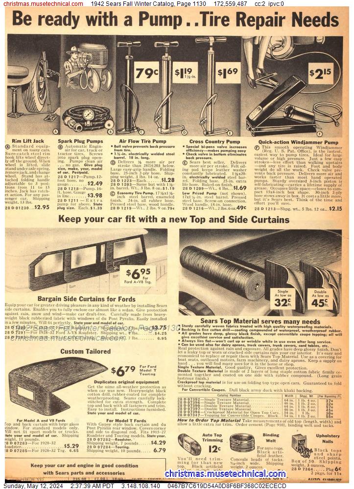 1942 Sears Fall Winter Catalog, Page 1130