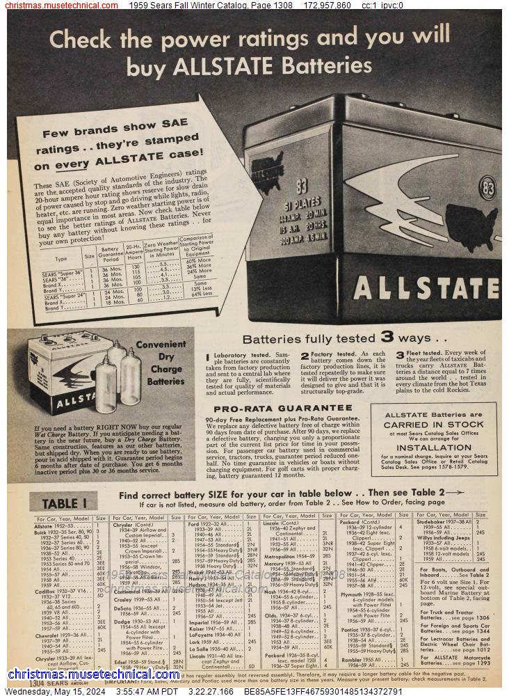 1959 Sears Fall Winter Catalog, Page 1308