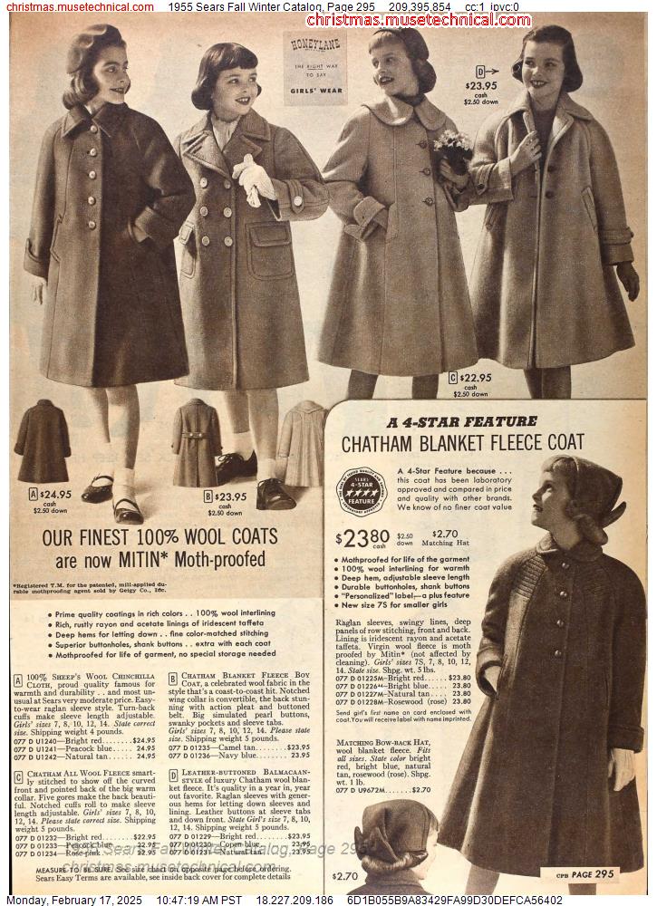 1955 Sears Fall Winter Catalog, Page 295