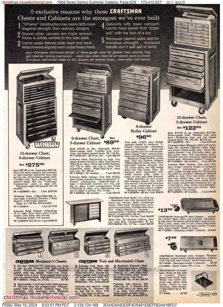 1968 Sears Spring Summer Catalog, Page 629
