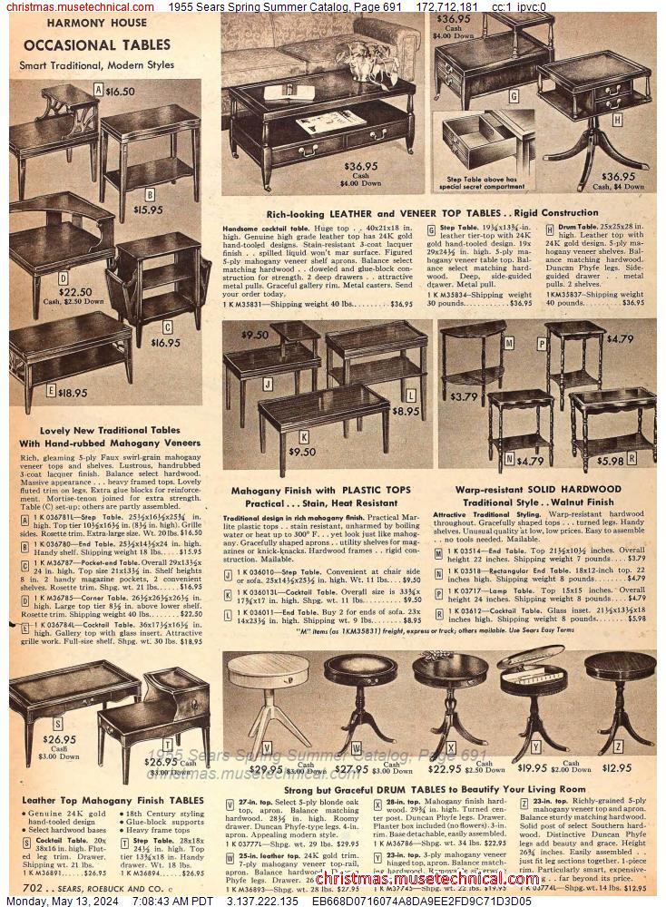 1955 Sears Spring Summer Catalog, Page 691