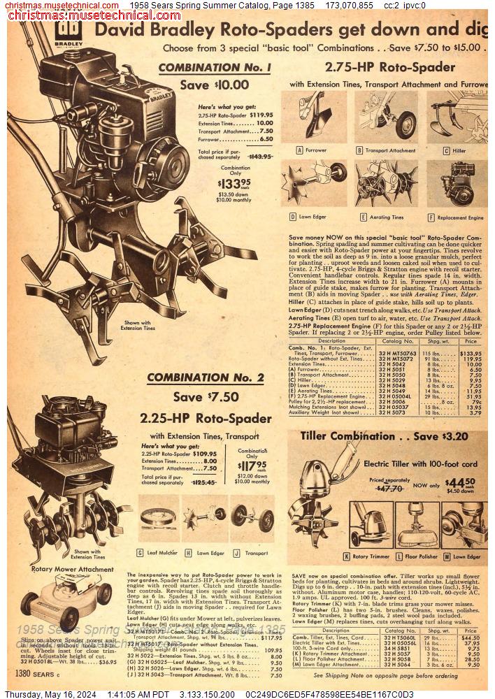 1958 Sears Spring Summer Catalog, Page 1385