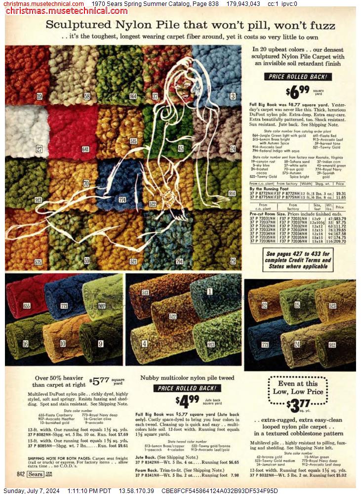 1970 Sears Spring Summer Catalog, Page 838