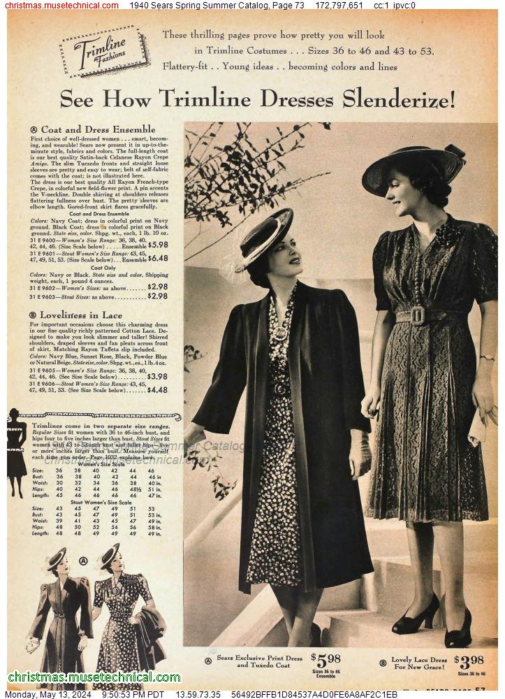 1940 Sears Spring Summer Catalog, Page 73