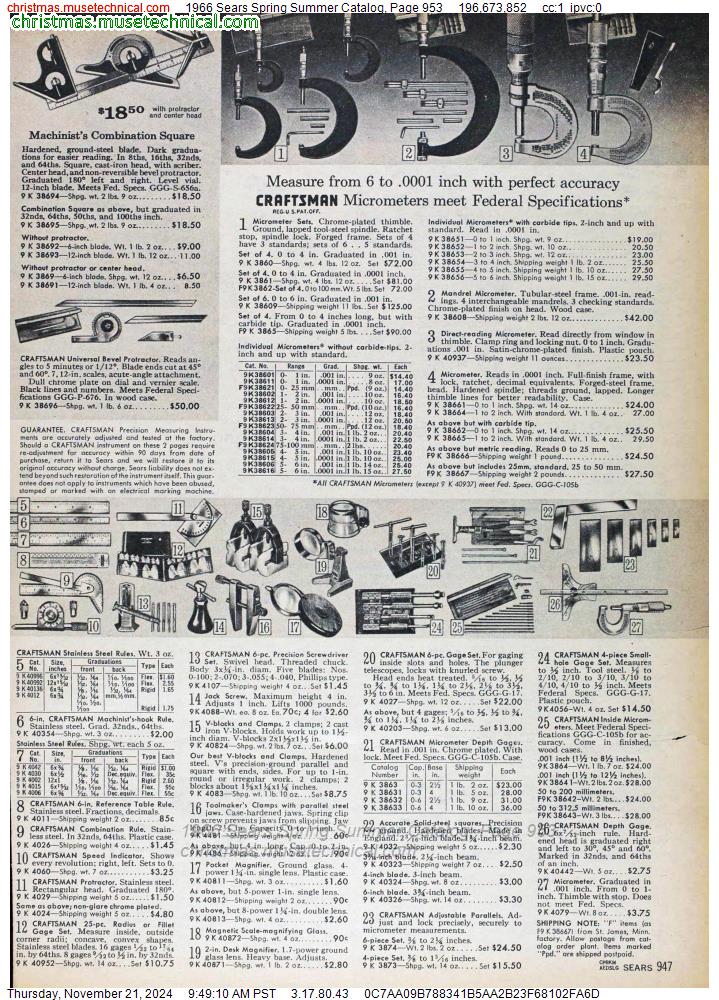 1966 Sears Spring Summer Catalog, Page 953