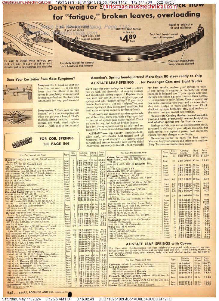 1951 Sears Fall Winter Catalog, Page 1142