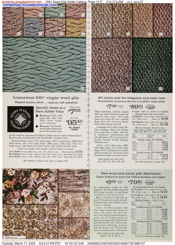 1961 Sears Fall Winter Catalog, Page 1317