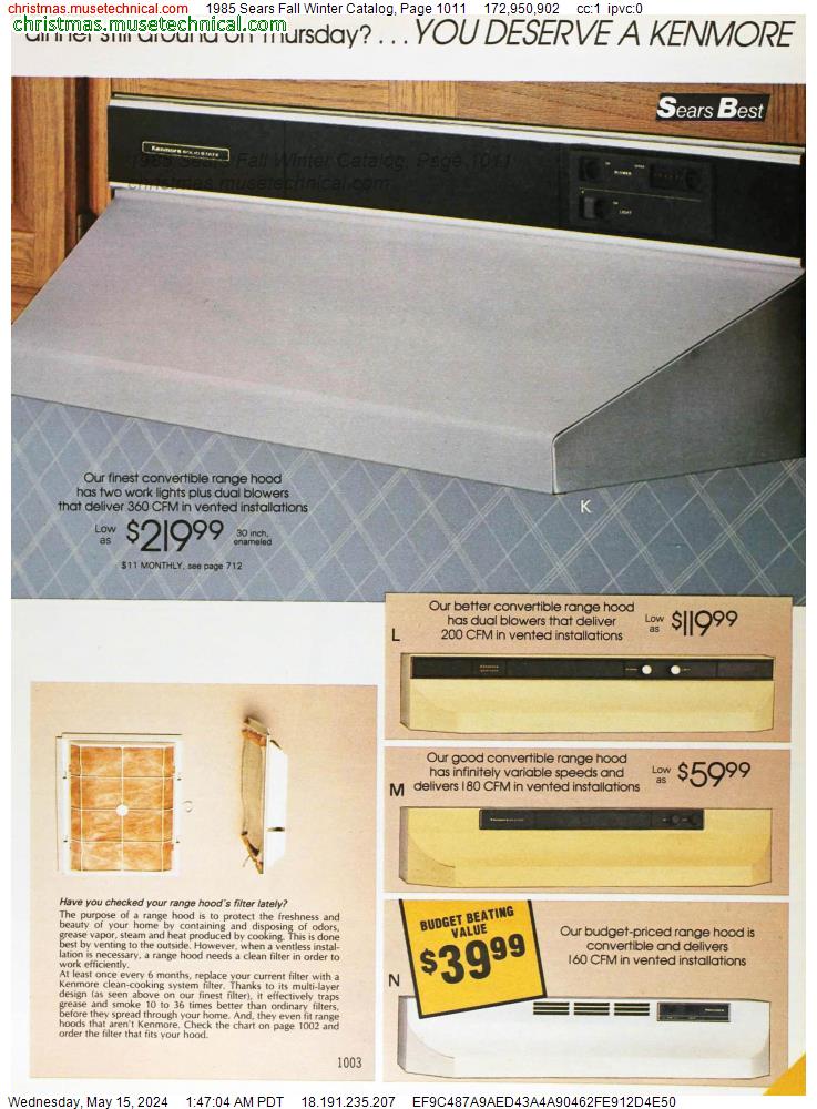 1985 Sears Fall Winter Catalog, Page 1011