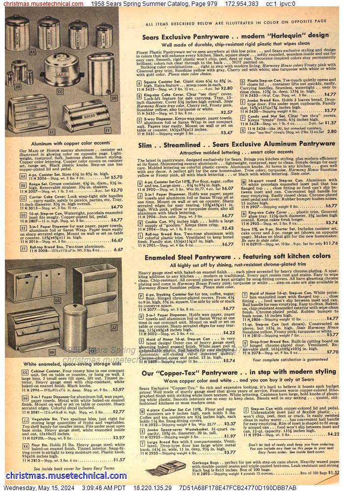 1958 Sears Spring Summer Catalog, Page 979