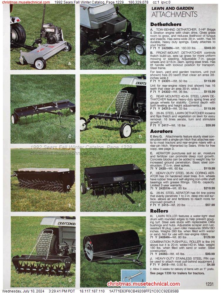 1992 Sears Fall Winter Catalog, Page 1229