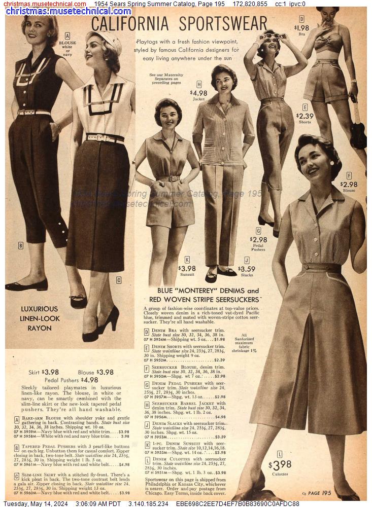 1954 Sears Spring Summer Catalog, Page 195