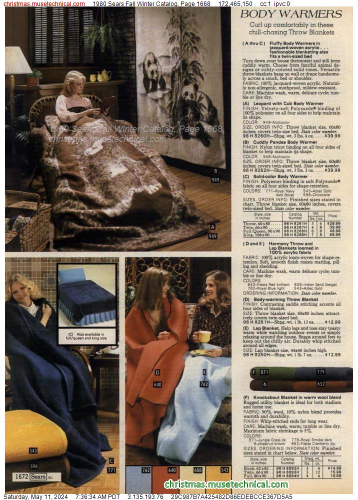 1980 Sears Fall Winter Catalog, Page 1668