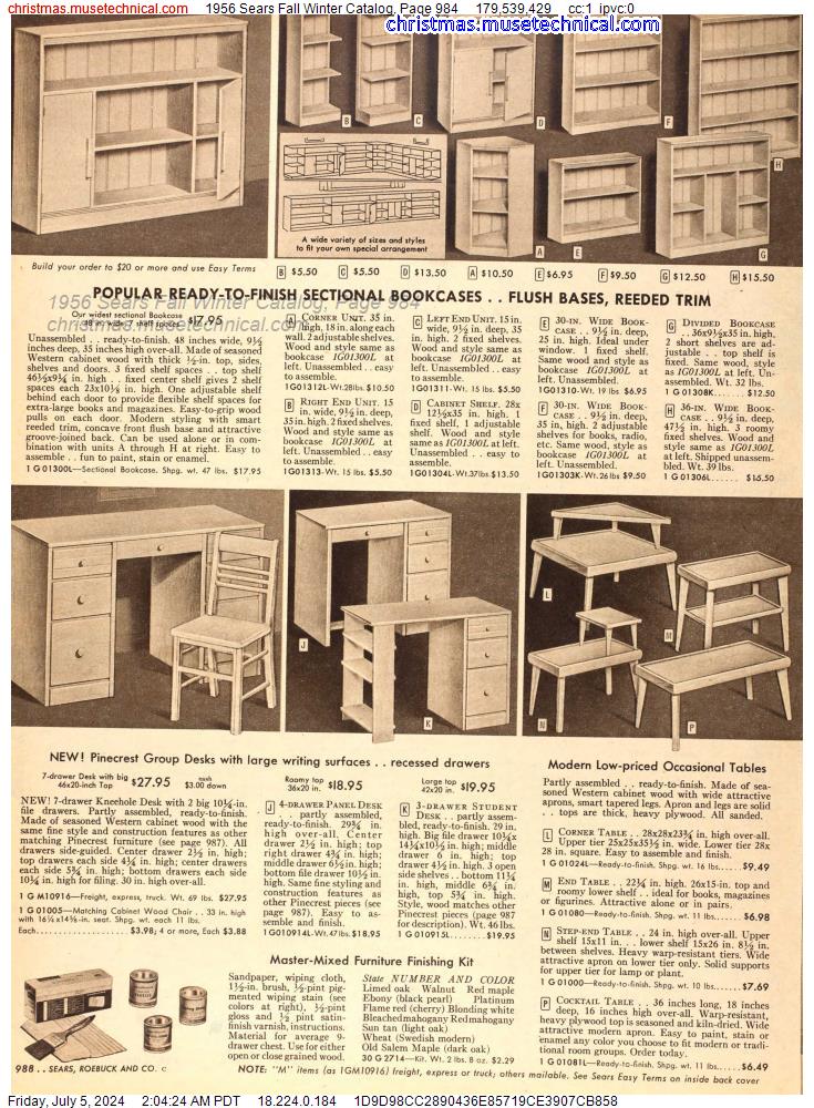 1956 Sears Fall Winter Catalog, Page 984