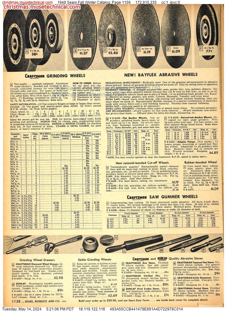 1948 Sears Fall Winter Catalog, Page 1159