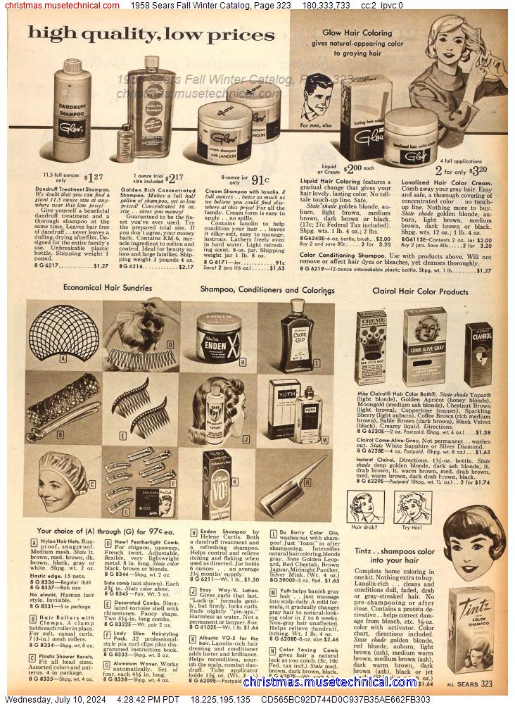 1958 Sears Fall Winter Catalog, Page 323